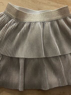 Cat & Jack Silver Metallic Pleated Tiered Skirt